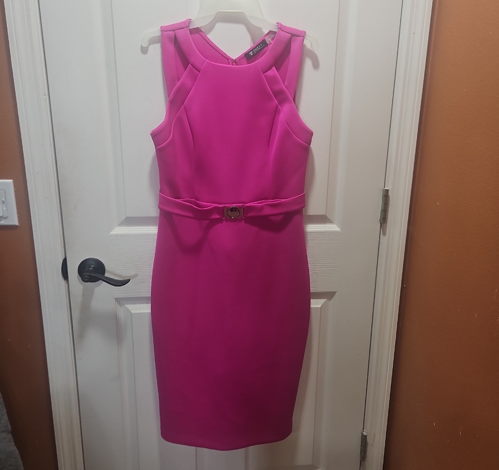Guess Pink Halter Sheath Midi Dress